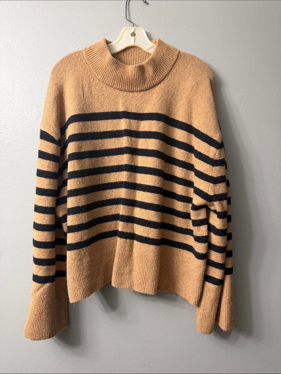 J. Crew Sweaters - J.Crew Striped Mock Neck Sweater Camel Stripe Merino Wool Alpaca Cozy Classic